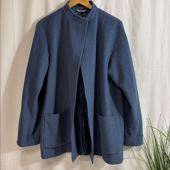 Max Mara Virgin Wool Angora cashmere Topper Coat Blue Size 12
